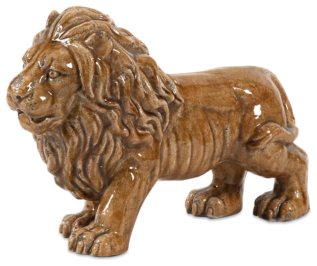 Baton Ceramic Lion Statue - Transitional - Decorative Objects And ...