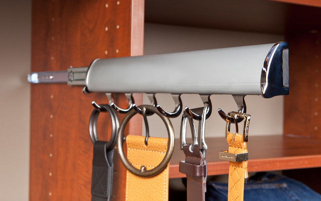 Matte Black Pull-Out Belt Rack For Closet - Sliding Belt Organizer, Space-Saving, Steel Construction