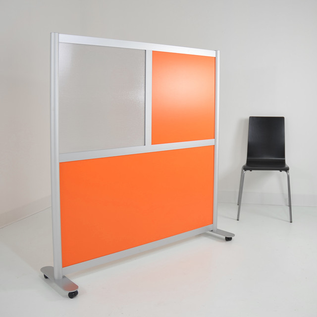 4' Low Height Modern Room Divider, Orange & Translucent - Modern ...