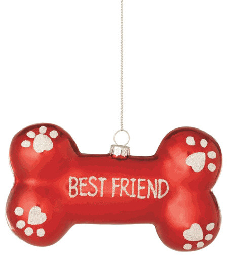 Dog Bone Best Friend Christmas Tree Ornament - Pet Doggy Holiday Gift ...