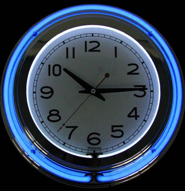 Retro Neon Wall Clock (Blue) - Eclectic - Game Room And Bar Decor - by ...