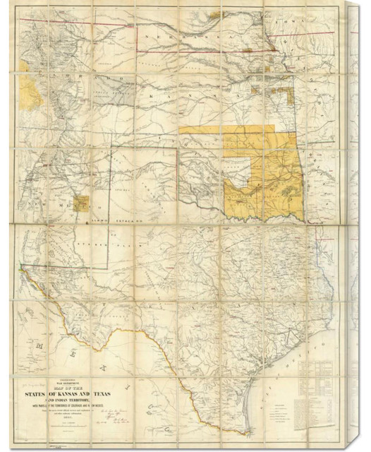 United States War Department 'Map of The States of Kansas and Texas and ...