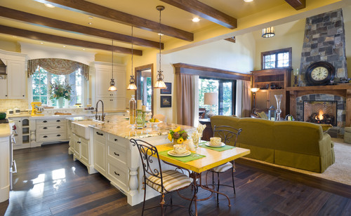Kitchen and family room