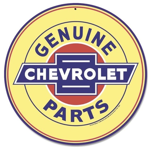 Genuine Chevy Parts Yellow Vintage Metal Sign - Modern - Home Decor ...