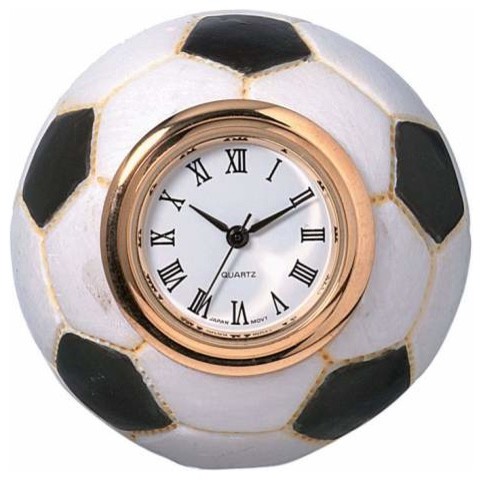 2.5 Inch Rounded Black and White Shaped Soccer Ball Mini Clock ...