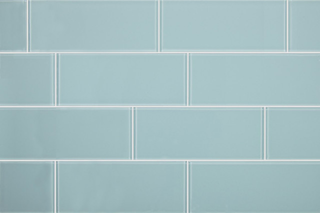3x8 Aqua Blue Glass Subway Tile - Modern - Tile - by All Marble Tiles