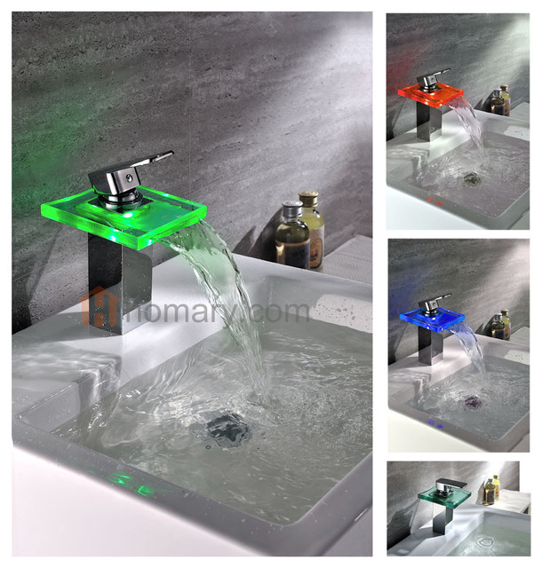 Bling Hydroelectric LED Lighted Water Fall Sink Faucet - Modern ...