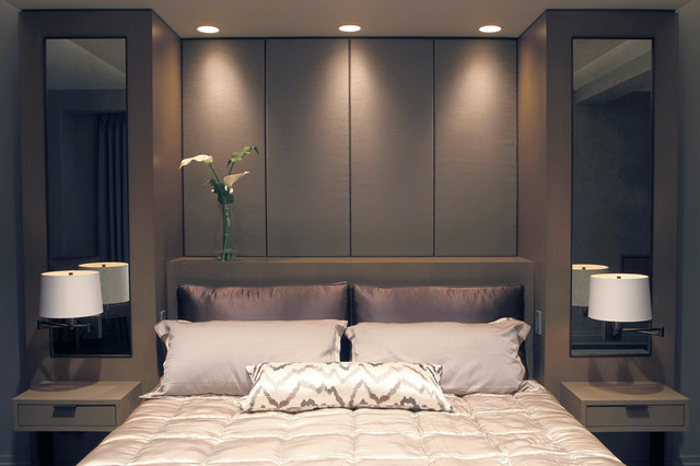 Built-In Bed with Upholstered Panels - Modern - Bedroom - new york - by Aguirre Design