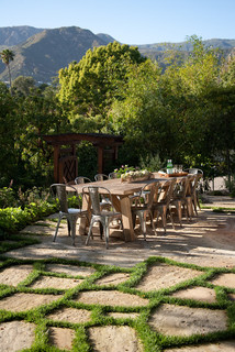 Outdoor dining room with seating for 12.