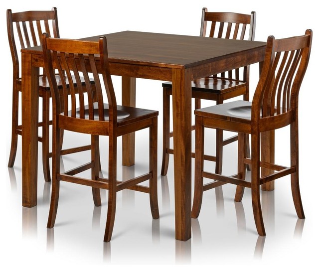 Counter Height Square Solid Maple Wood Table and Chair Set of 4 ...