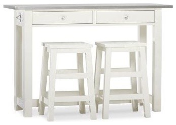 Balboa Wood & Stainless Steel Counter-Height Table & Stools, White ...