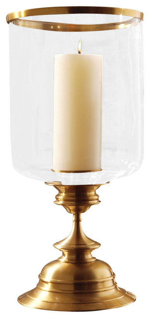 Estate Hurricane Candle Holder - Antique Brass, 23.25