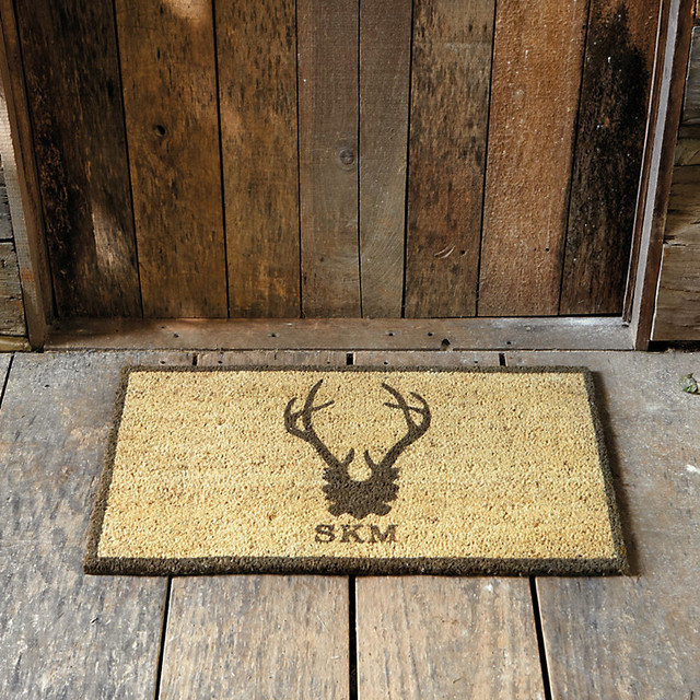 Suzanne Kasler Antler Personalized Coir Mat - Rustic - Doormats - by ...