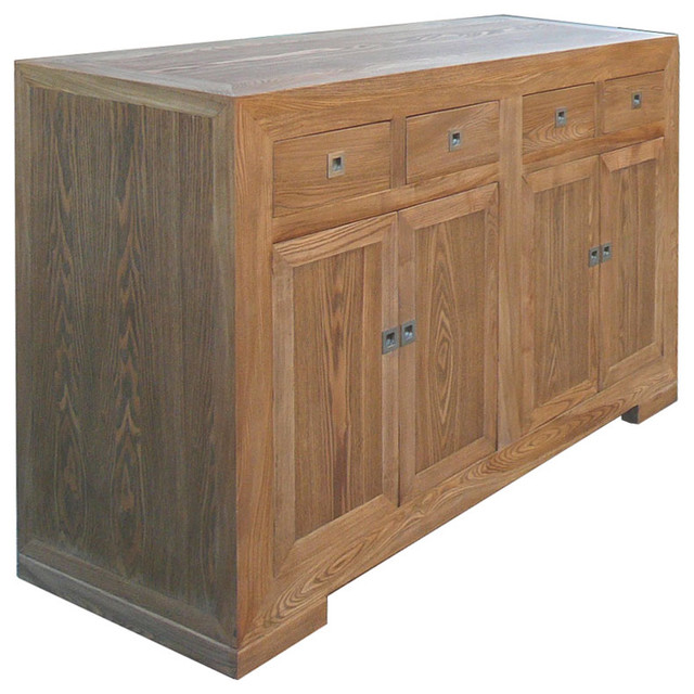 European Style Solid Elm Wood Buffet Table Storage Cabinet