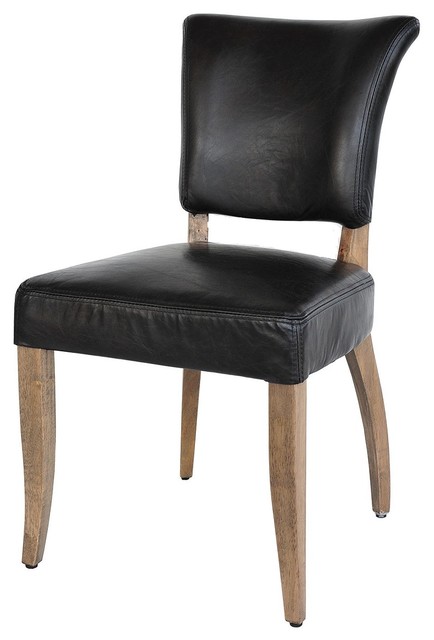Mimi Dining Chair- Old Saddle Black Leather/ Weathered Oak - Dining ...
