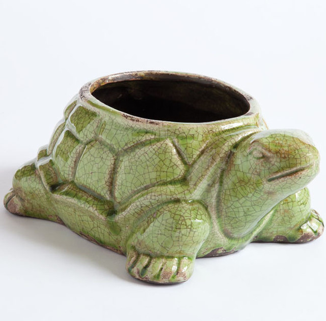 Big Daddy Turtle Planter - Green - Eclectic - Indoor Pots And Planters ...