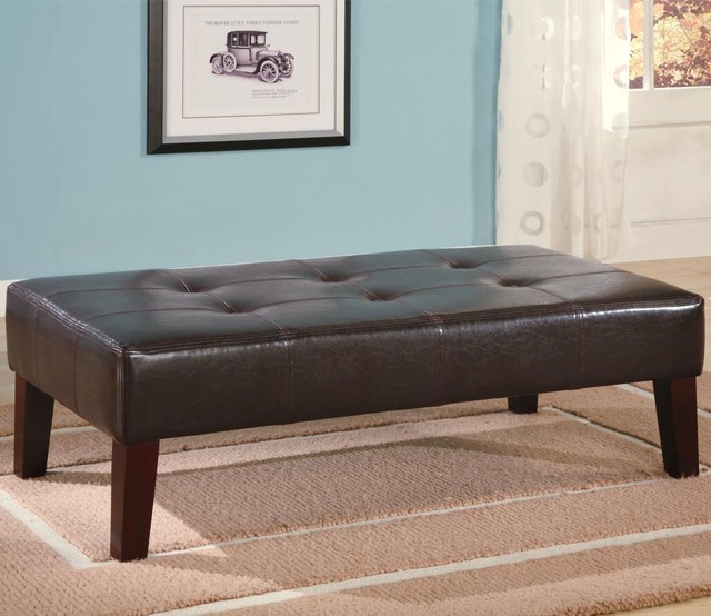 Ottomans Contemporary Rectangular Tufted Faux Leather Ottoman by ...