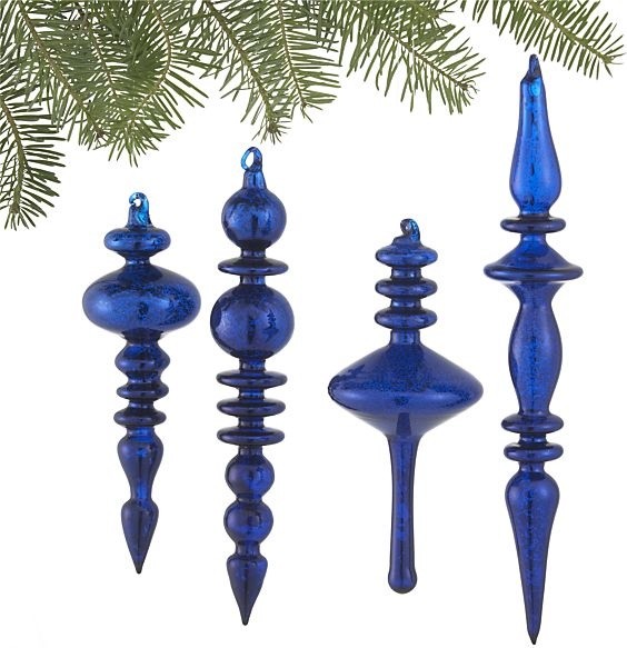 Blue Finial Ornaments - Mediterranean - Christmas Ornaments - by Crate ...