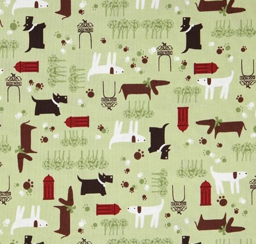 ute green dogs fabric paws Robert Kaufman - Fabric