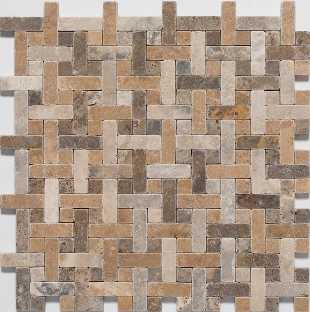 Otono Blend Basketweave Mosaic Tiles - Contemporary - Mosaic Tile