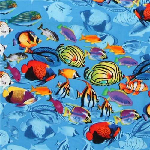 blue tropical fish fabric by Timeless Treasures USA - Fabric - by ModeS ...