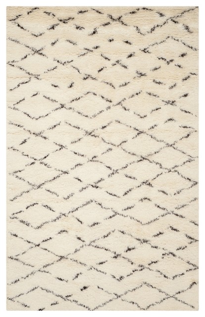 Safavieh Handmade Casablanca Moroccan White/ Brown N.Z. Wool Shag Rug ...