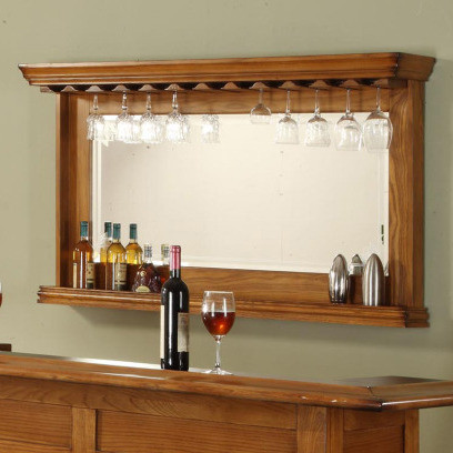 Burnished Oak Wine Rack Bar Mirror - Transitional - Wine Racks - by ...