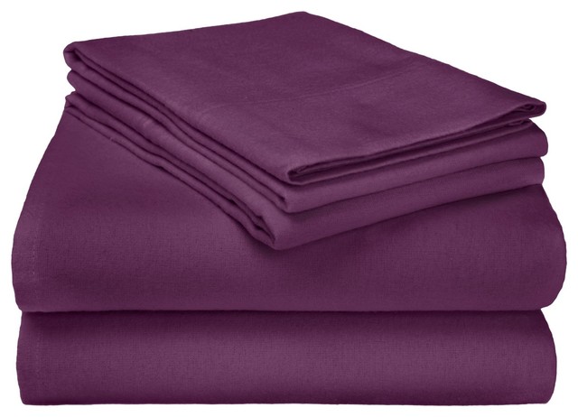 Flannel Full Sheet Set Solid - Purple - Traditional - Sheets - by Blue ...