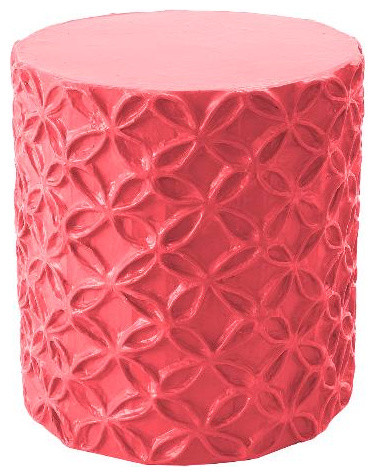 Handmade Floral Stool or Accent Table, Pink - Modern - Accent And ...