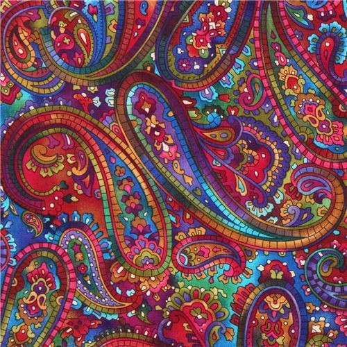 colorful Paisley mosaic fabric Miraval Timeless Treasures - Fabric
