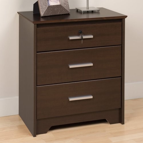Coal Harbor 3 Drawer Tall Nightstand with Lock - Espresso - Modern ...