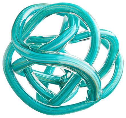 Tangle Teal Glass Knot Sculpture, Large - Contemporary - Decorative ...