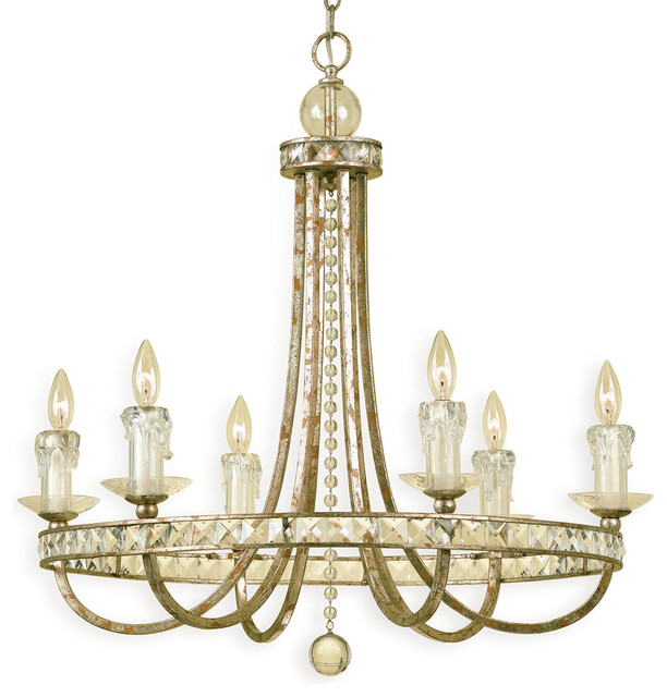 Aristocrat Soft Gold Crystal Hollywood Regency 6 Light Chandelier ...