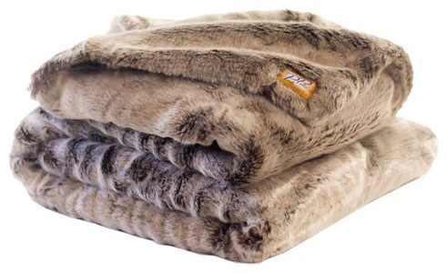 Chinchilla Faux Fur Throw Blanket with Double Sided Frosted-Clove Faux ...