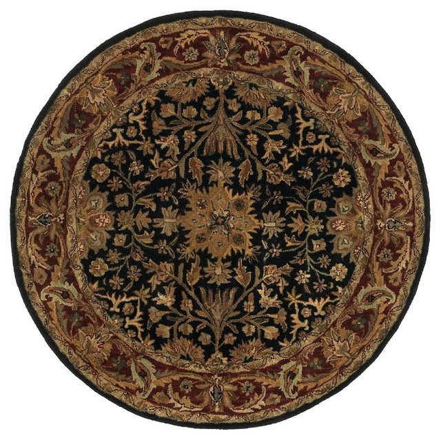 Traditional Traditions Round 8' Round Black Area Rug - Traditional ...