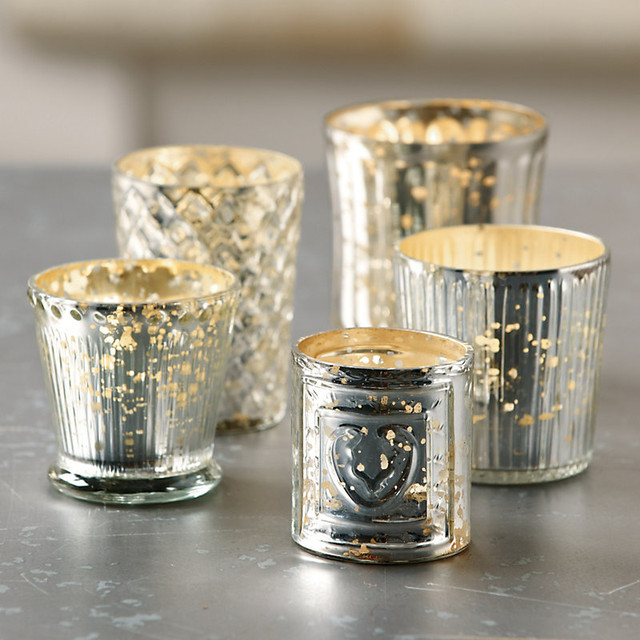 Mercury Glass Votives - Assorted Set of 5 - Traditional - Candles And ...