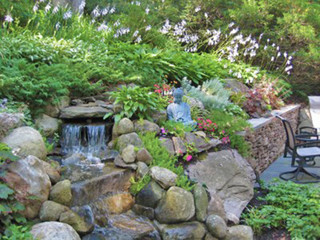 Patio with waterfall