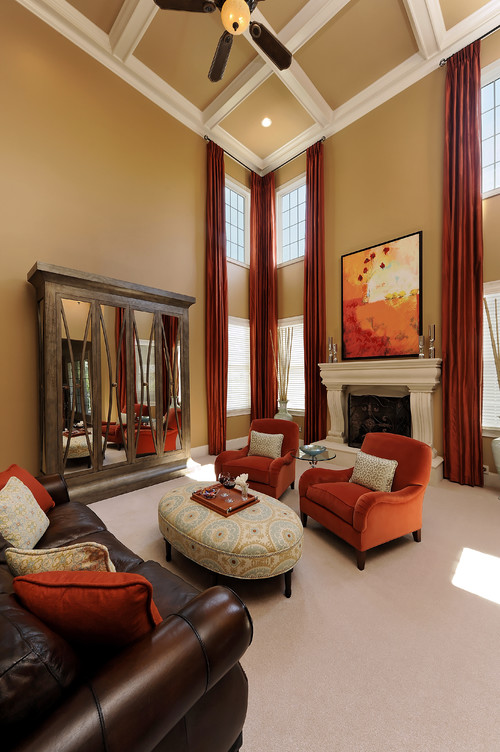 Adding hints of orange with throw pillows or drapes in your home is a nice pair with browns and tans. 