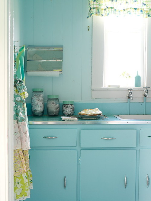 turquoise painted kitchen