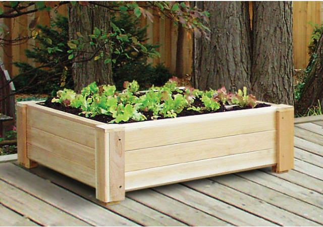 Cedar Square Raised Container Garden - Traditional - Outdoor Pots And ...