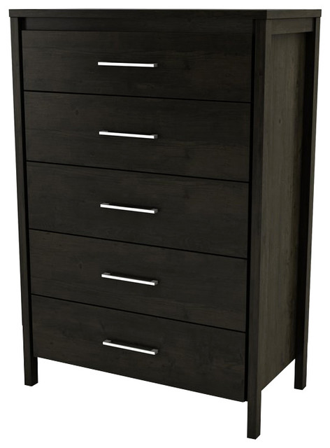 South Shore Gravity 5 Drawer Chest in Ebony Finish - Transitional ...