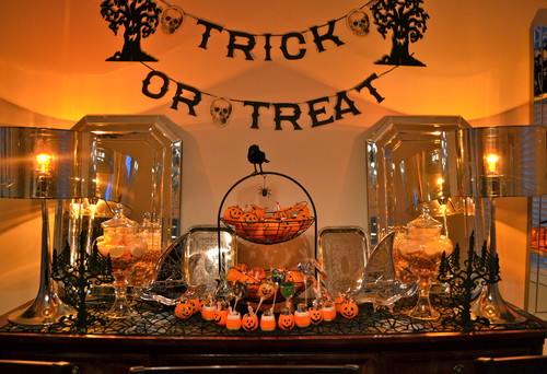 Halloween decorations need a pop of color, combined with things you own & use year round