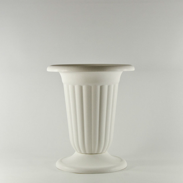 White Plastic Pedestal Urn - Traditional - Outdoor Pots And Planters