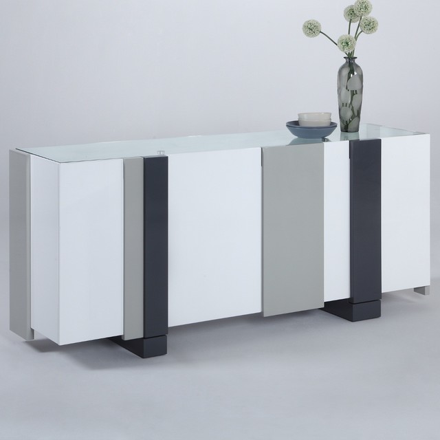 Shelley Modern Four-Door Buffet Glass Top - Modern - Buffets And ...