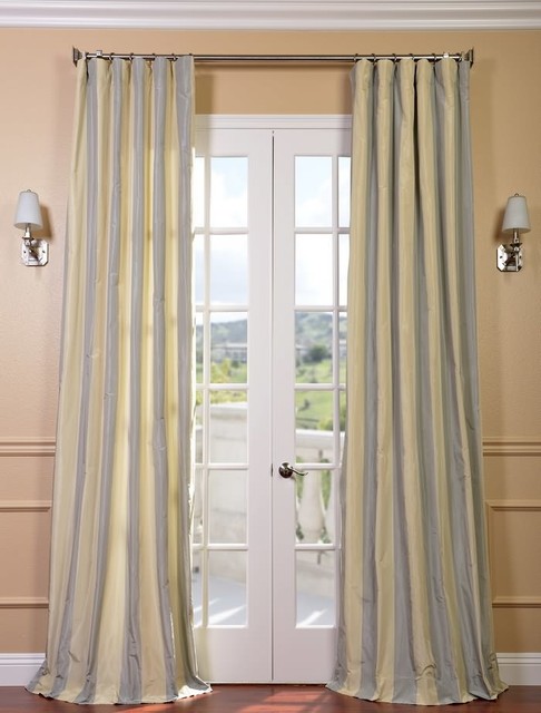 Hampton Faux Silk Taffeta Stripe Curtain - Contemporary - Curtains ...