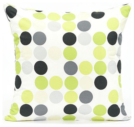 Lime Green & Gray Polka Dot Throw Pillow Cover - Contemporary ...