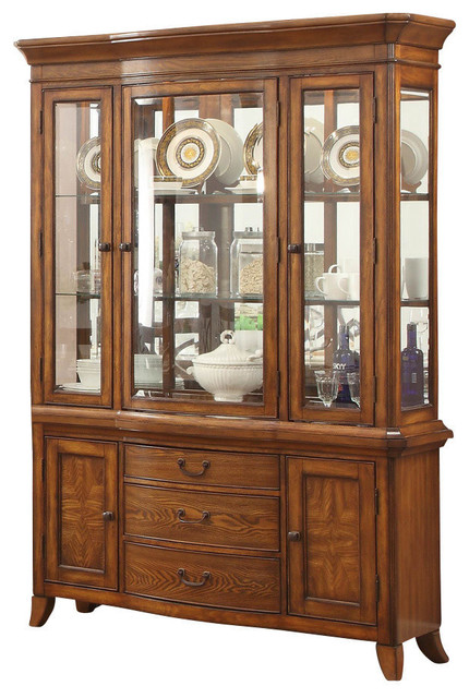 Homelegance Keegan II Buffet and Hutch in Warm Oak - Contemporary ...