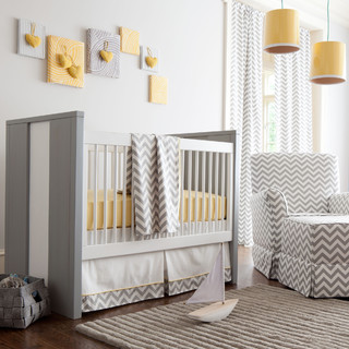 Gray and Yellow Neutral Nursery with Chevron Pattern