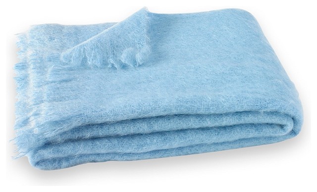 Sky Blue Brushed Mohair Throw - Contemporary - Throws - by Lands DOWNUNDER