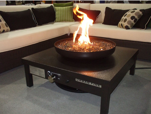 Urban Fire - Powder Coated Gas Outdoor Fireplace in Black - Modern ...